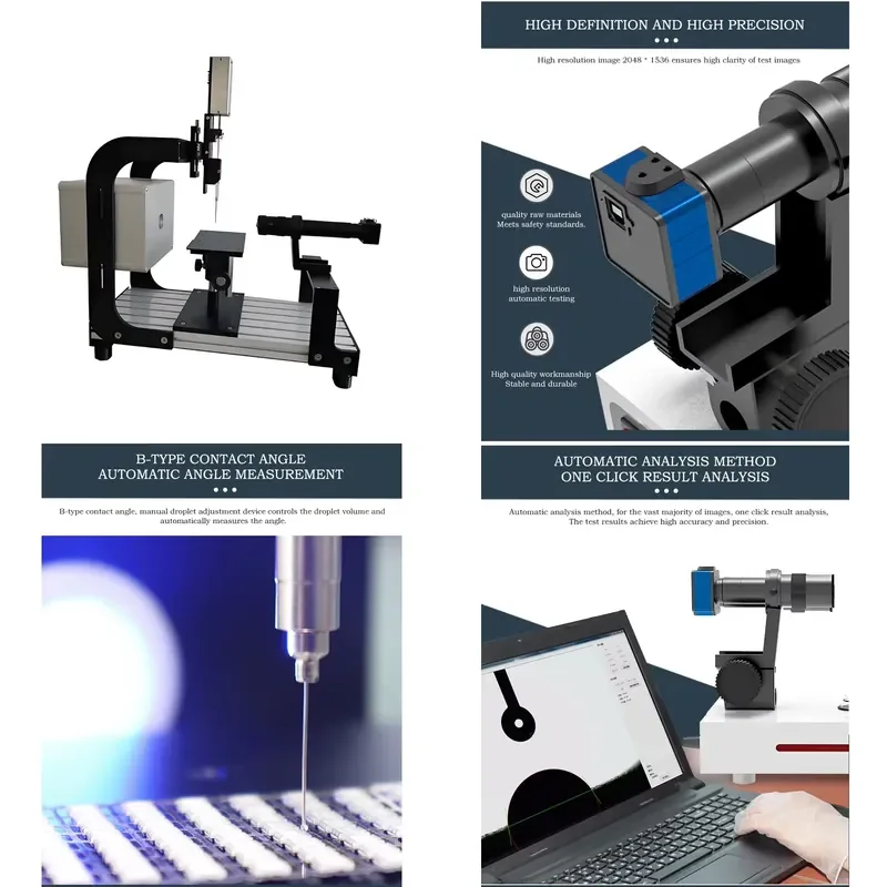 Optical Contact Angle and Surface Tension Meter for Precision Wettability Measurement Goniometer for Material Science