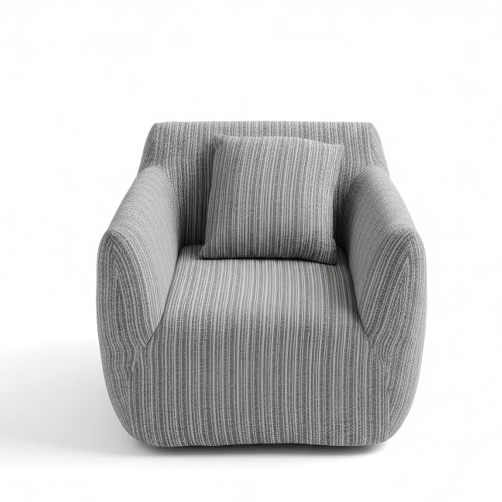 #Modern Striped Fabric Single Seater Lazy Sofa Comfortable Armchair For Living Room Bedroom Home Relaxation Use