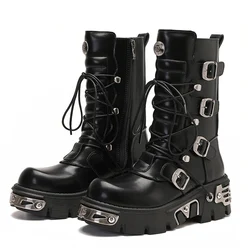 mens luxury fashion punk gothic dress platform boots original leather shoes brand designer high motorcycle boot cool long botas