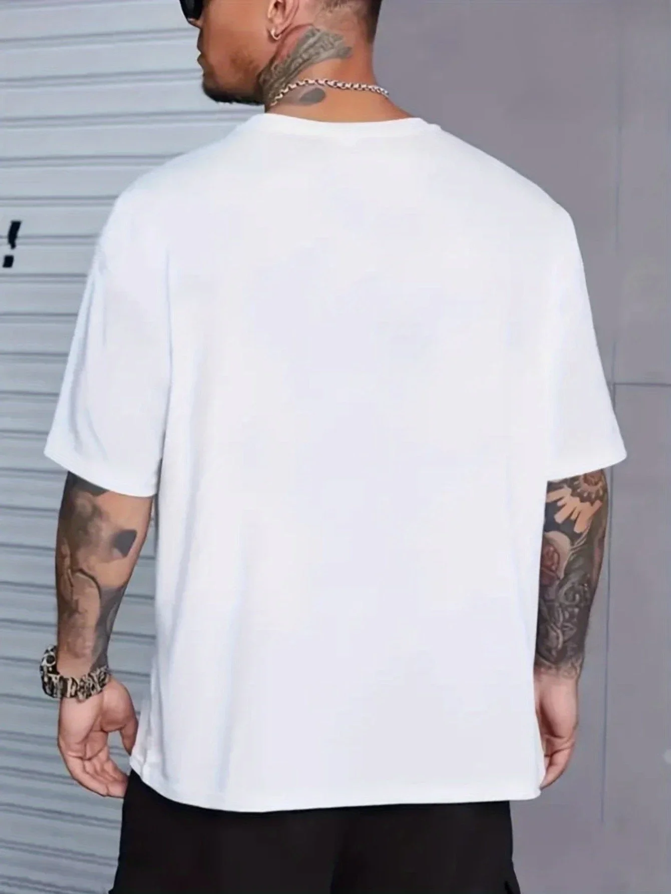 طباعة أمامية بتأثير دخاني، تي شيرت رجالي بأكمام قصيرة #3