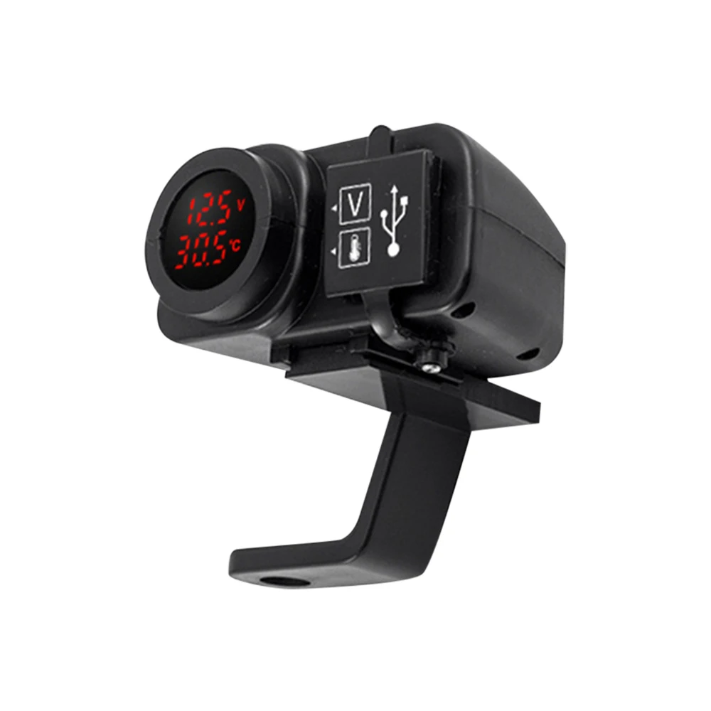 Cargador USB Dual para motocicleta QC3.0, carga rápida con voltímetro, termómetro, pantalla Digital, enchufe para cargador de teléfono móvil