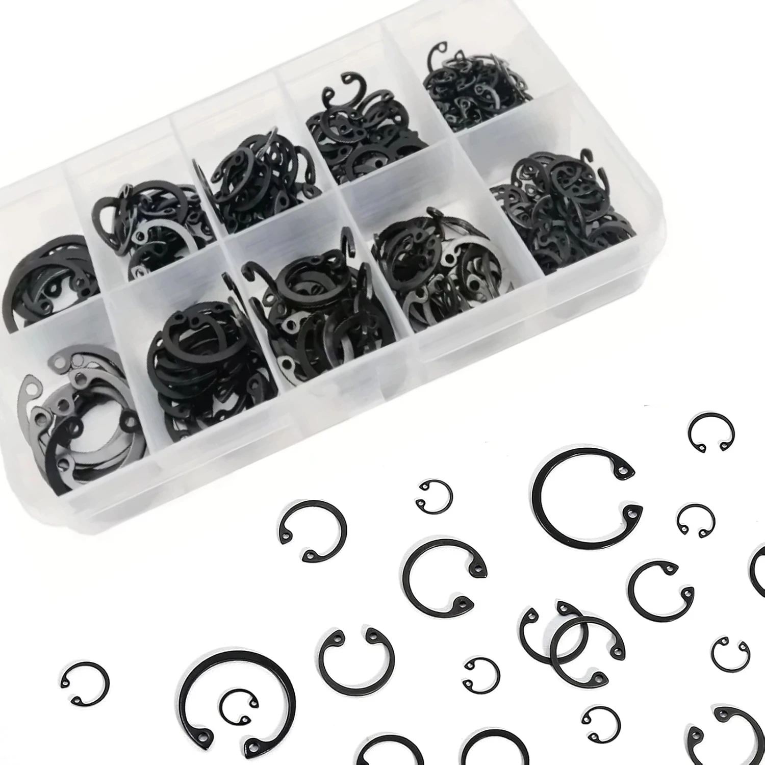 120pcs C Type Internal Circlip Hole Clip Snap Ring Mix M8 M9 M10 M12 M13M14M15M16M18M20 Kit Set Black 65mn Steel Shaft Retaining
