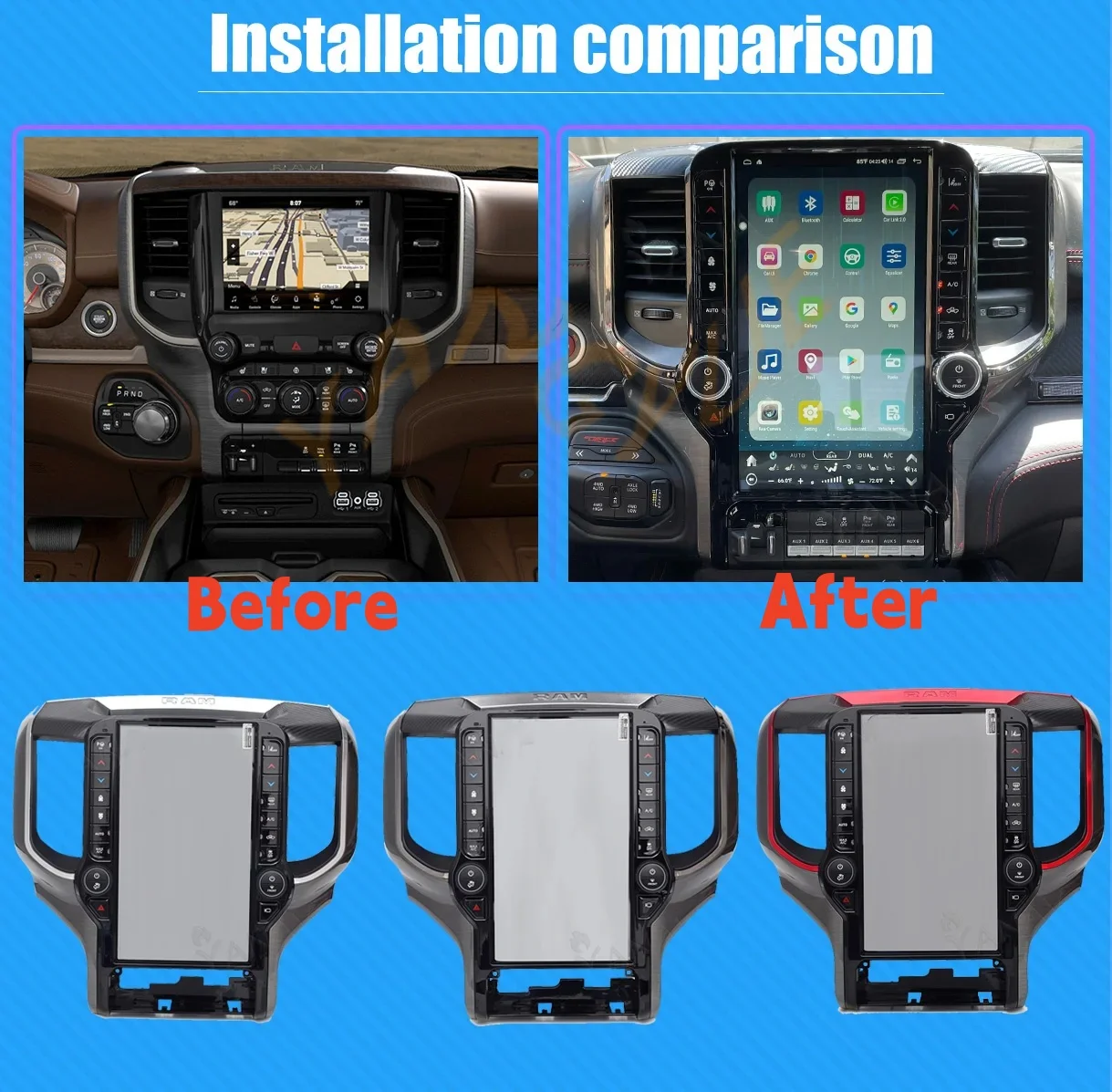 13.6 بوصة Andro14 ل دودج رام 1500 2500 3500 2019-2022 نظام تحديد المواقع والملاحة بلوتوث راديو السيارة مشغل وسائط متعددة Carplay السيارات