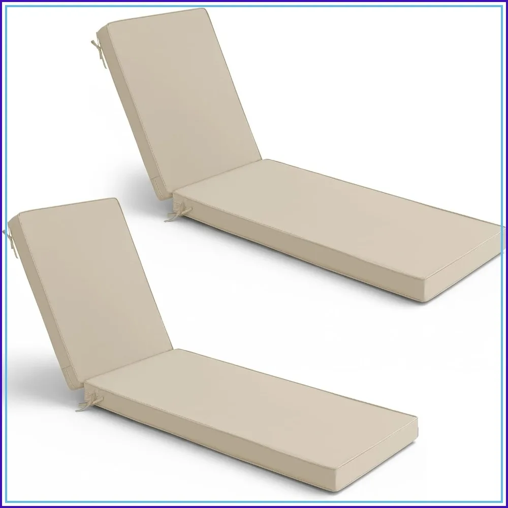 Outdoor Chaise Lounge Cushions Set of 2, 80 x 26 x 3 in, Dark Grey