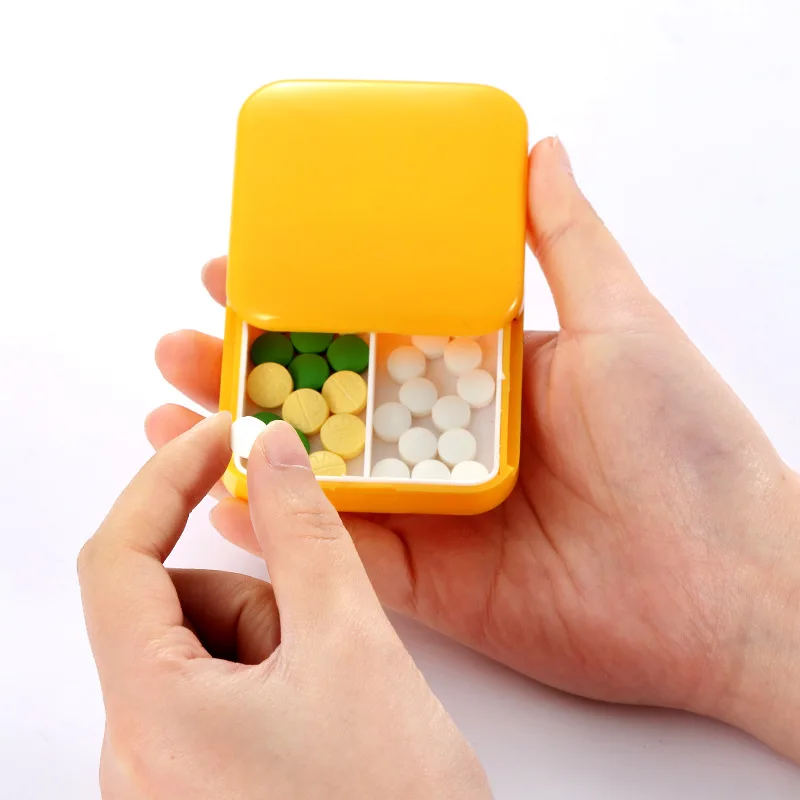 

Push-Pull Pill Box Portable Pill Cases Two-Compartment Plastic Tablet Holder Container Dust-Proof Storage Box Pastillero