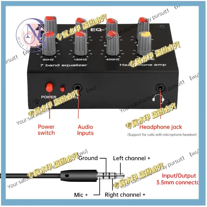 Suitable for EQ-7 DC5-12V 7-band equalizer, high, medium and low adjustable preamplifier