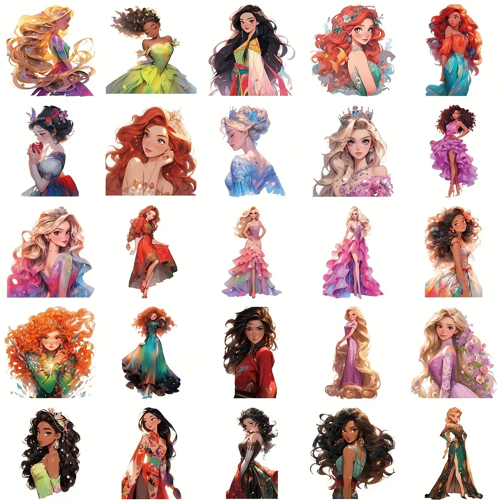 50PCS Cute Princess Stickers Aesthetic Personality Snowboard Suitcase Laptop Luggage Phone Skateboard Phone Decals Sticker