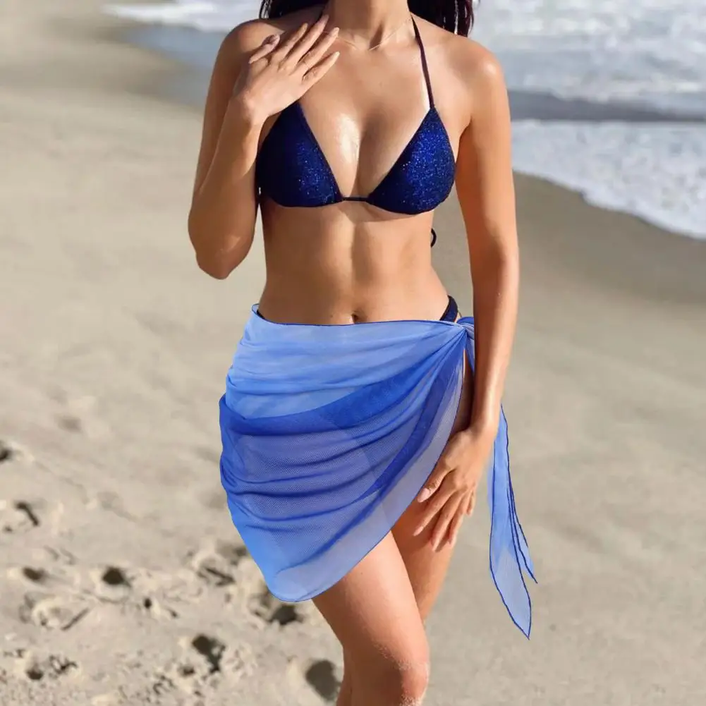セクシーなビーチ水着スカーフ多用途グラデーションカラーシフォンビーチカバーアップスカート女性用薄手のビキニラップショール日焼け止め