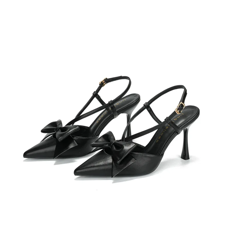 

Женские туфли-лодочки на высоком каблуке с бантом, кремовые, с острым носком, на ремешке, элегантные, повседневные, для вечеринок, Q-429