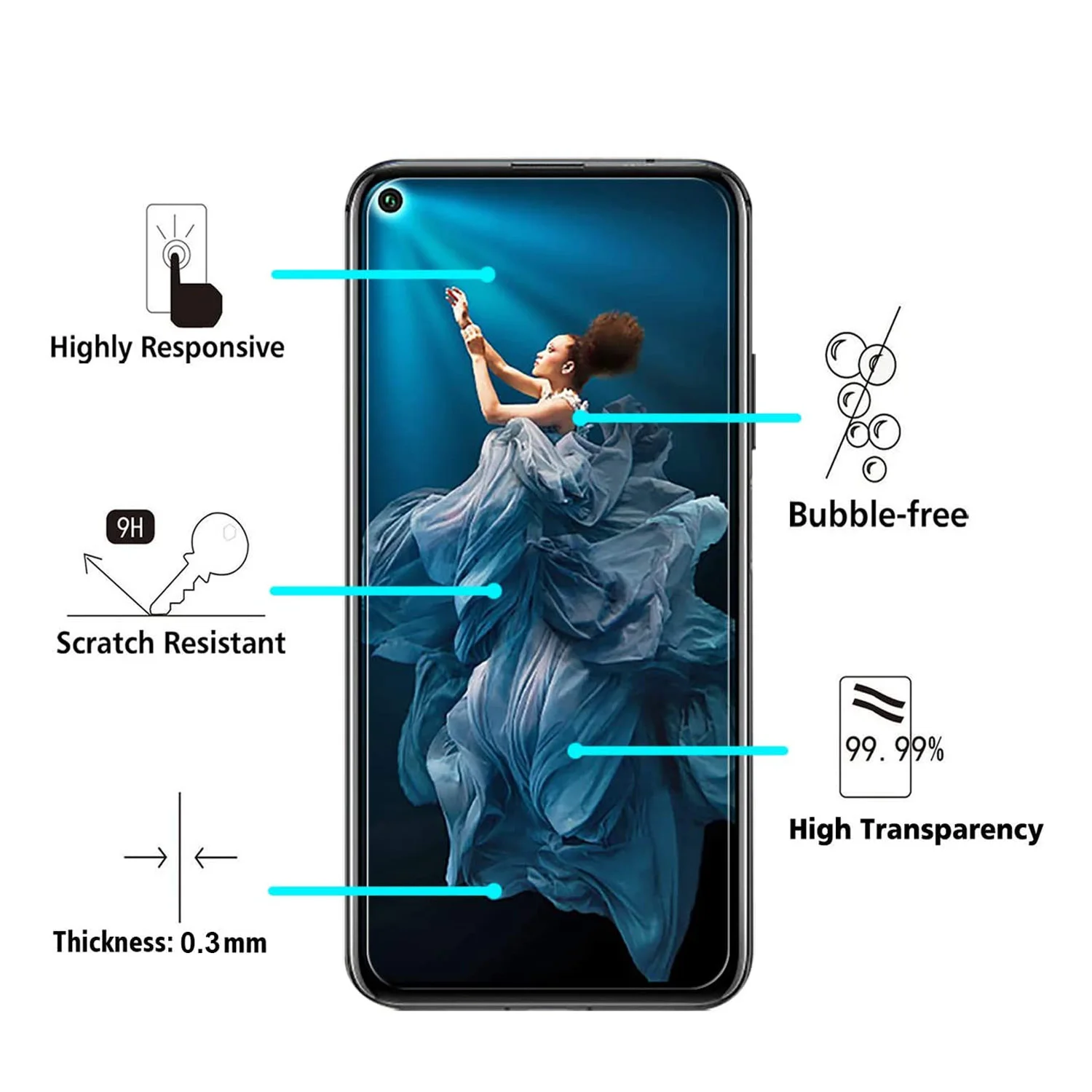 2/4Pcs Screen Protector Glass For Honor 20 20Pro 20e Lite Tempered Glass Film