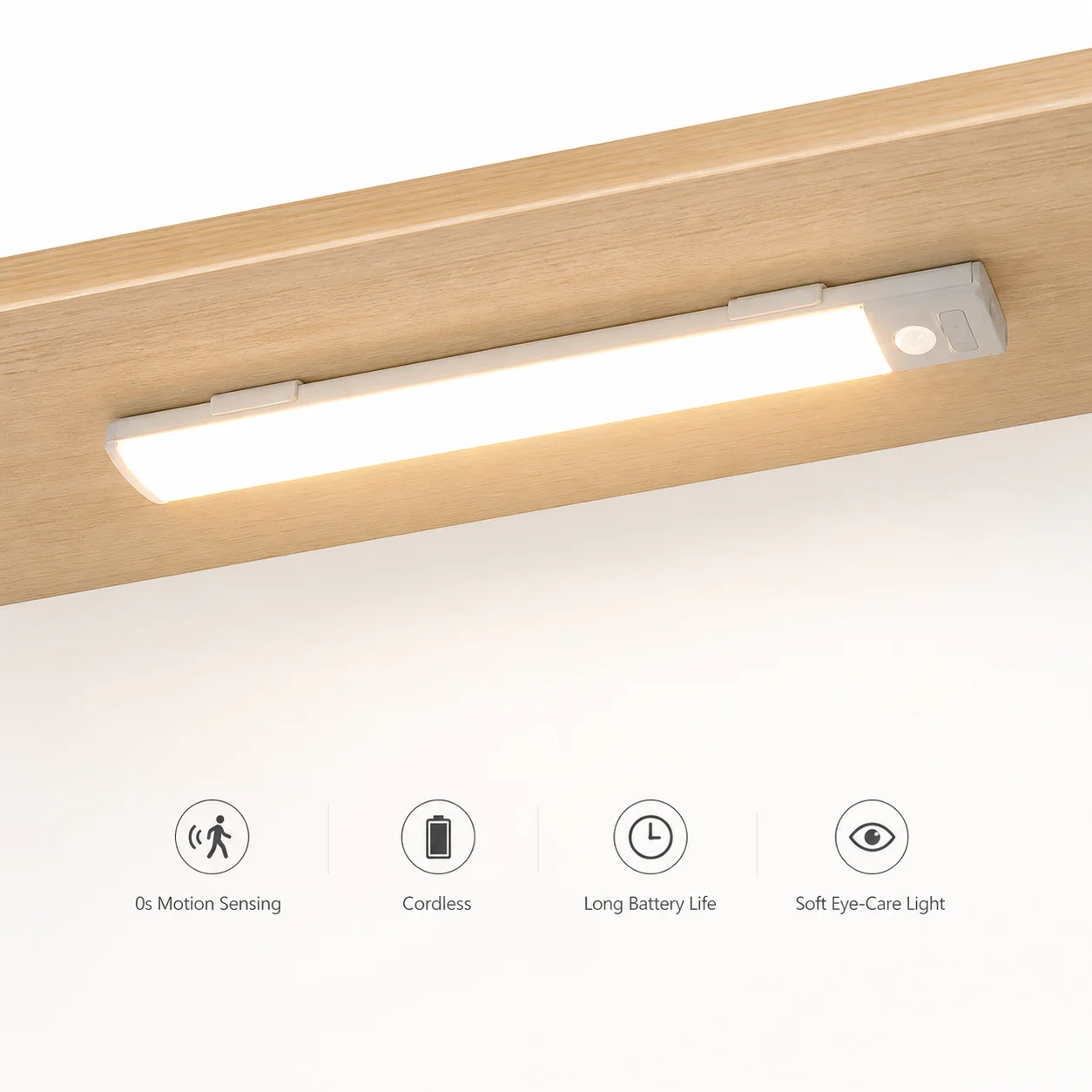 1pc Wireless Rechargeable LED Motion Sensor Cabinet Light - Ideal for Closet, Kitchen, Wardrobe, Stairs - Battery Operated Night