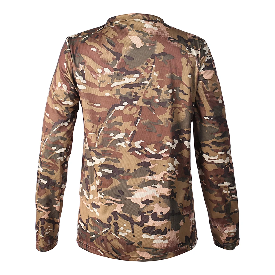 Long-Sleeve T-Shirt Anti-Sweat Tactical Shirts Breathable Camo Under-Shirt Hunting Clothes Men Elasticity Sun-Protective Top