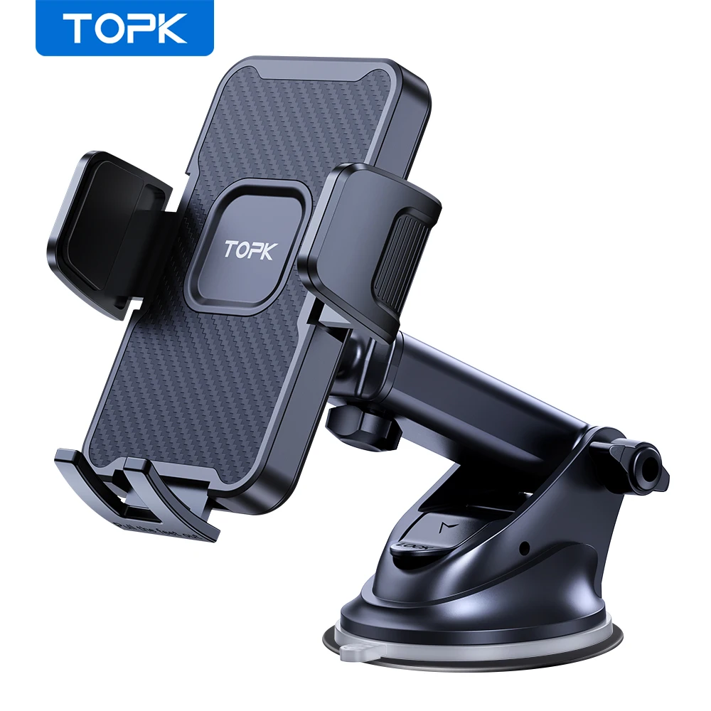 

TOPK Car Phone Holder Mount Strong Suction Hands-Free Universal Cell Phone Mounts for Dashboard/Windshield 360° Rotation