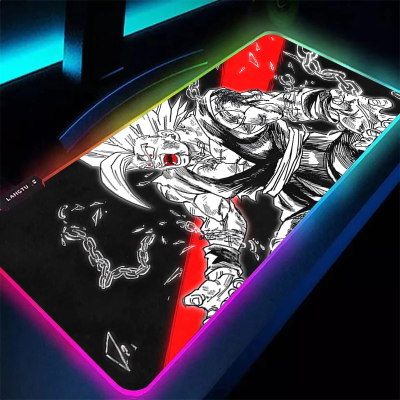 Gaming Mauspad Computer Anime Dragon Balls Schreibtisch Matte LED Tisch Tastatur Pad RGB Laptop Gummi Rutschfeste Rückseite Mousepad Kissen