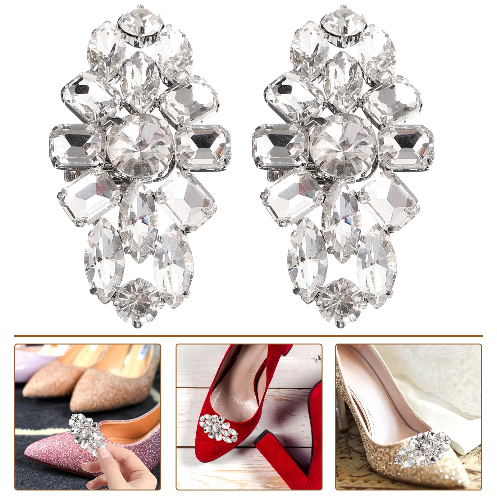

1 Pair Rhinestone Buckle Detachable Heel Sandal Wedding Decor Clip Accessories Shoe Clips For Women Decorative Pumps Bridal