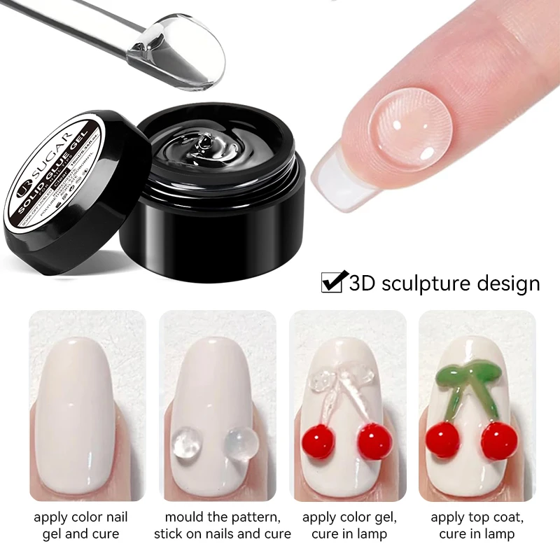 UR SUGAR 클리어 아크릴 카빙 플라워 젤리 쉐이핑 DIY 모델 젤 강력 접착 클리어 젤 팁 솔리드 네일 젤 글루 (프레스온용)