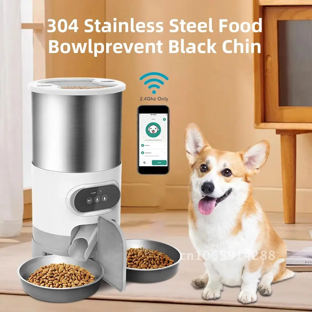 

Smart APP Pet Feeder Cat Steel Dog Food Automatic Dispenser Recording Stainless And Cats With Timing Dogs Bowl Feeding And