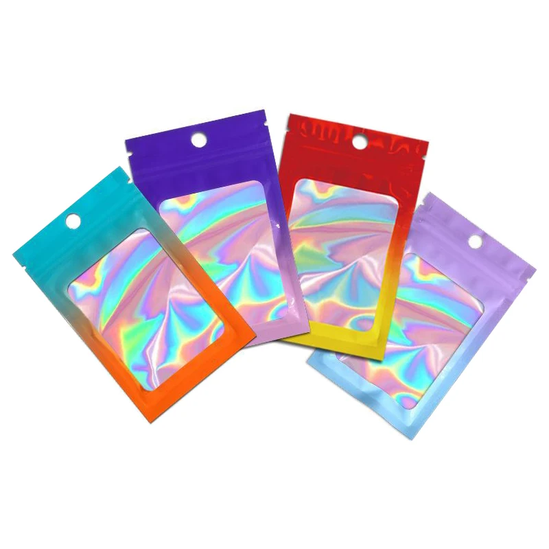 20-50pcs Multicolour Zip Lock Bags Holographic Storage Bag Xmas Gift Packaging Socks Sexy Lingerie Glove Cosmetics 4 Colors