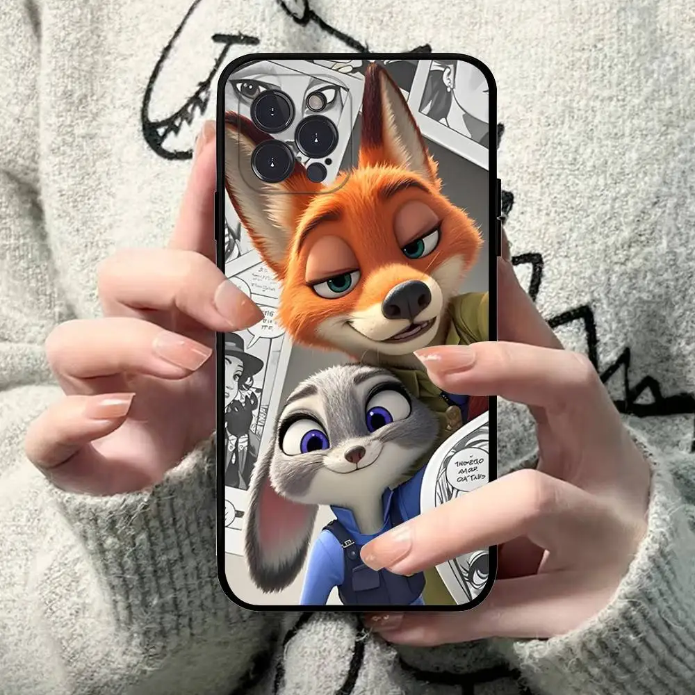 Zootopia Nick Judy جراب هاتف آيفون 16 15 14 11 12 13 Mini Pro XS Max Cover 6 7 8 Plus X Funda Shell