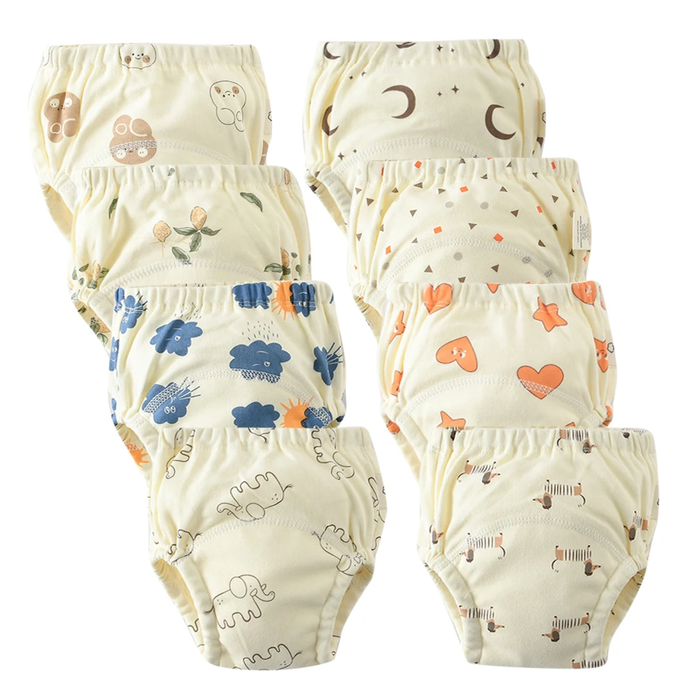 

8 шт., хлопковые брюки для приучения к горшку, дышащее впитывающее тренировочное нижнее белье, удобные трусы для приучения к горшку, туалетные штаны