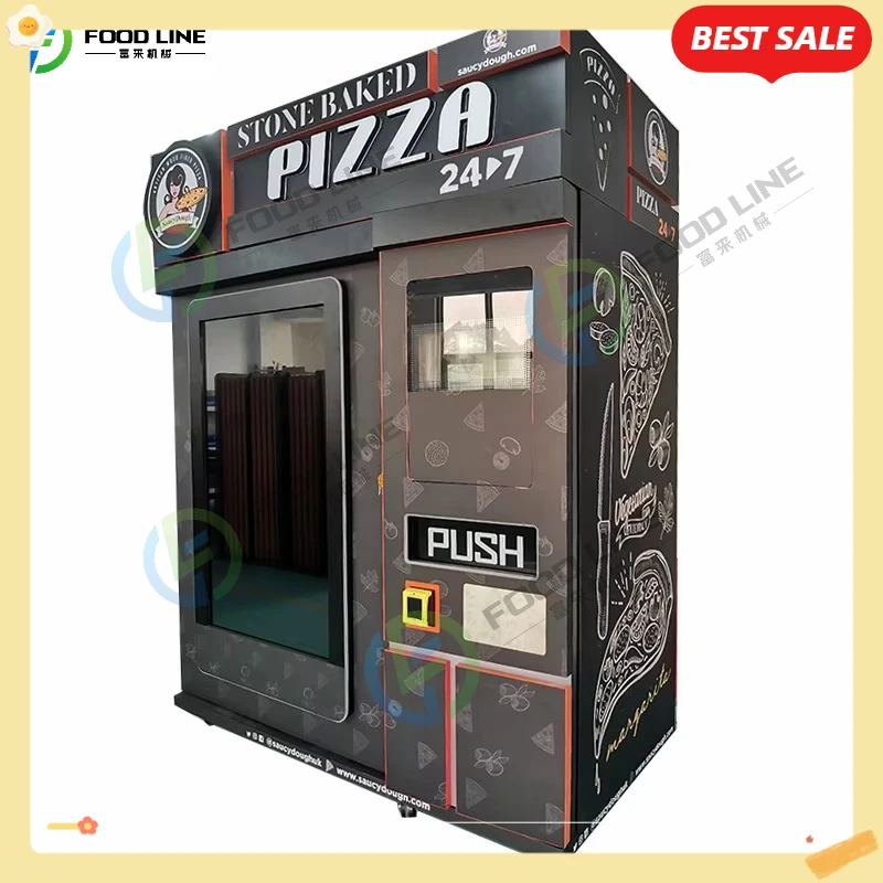 آلة بيع البيتزا الذكية ذات الخدمة الذاتية 24/7 تسخين سريع للأطعمة الطازجة الساخنة لمحور نقل المطارات