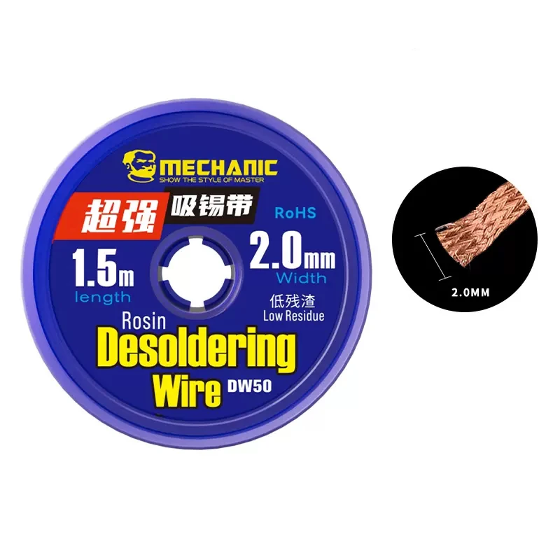 MECHANIC DW50 Strong Copper Desoldering Braid Solder Wick 1.0/1.5/2.0/2.5/3.0/3.5mm PCB BGA Rework Tools Soldering Accessories