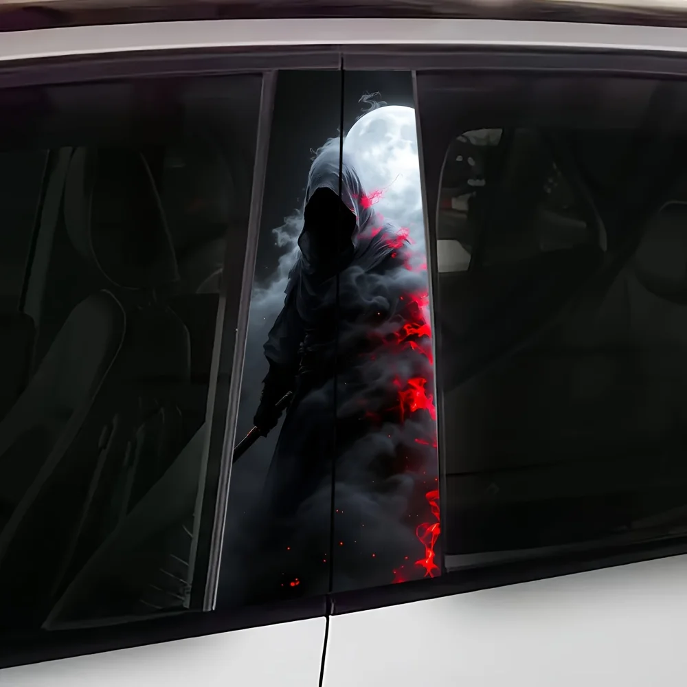

2pcs Ghost Assassin Car B-pillar Sticker Vinyl Protective Film Waterproof and Scratch Resistant for Bpillar External Accessories