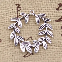 8pcs Charms Olive Branch Wreath Antique Bronze Silver Color Pendants Making DIY Handmade Tibetan Bronze Jewelry