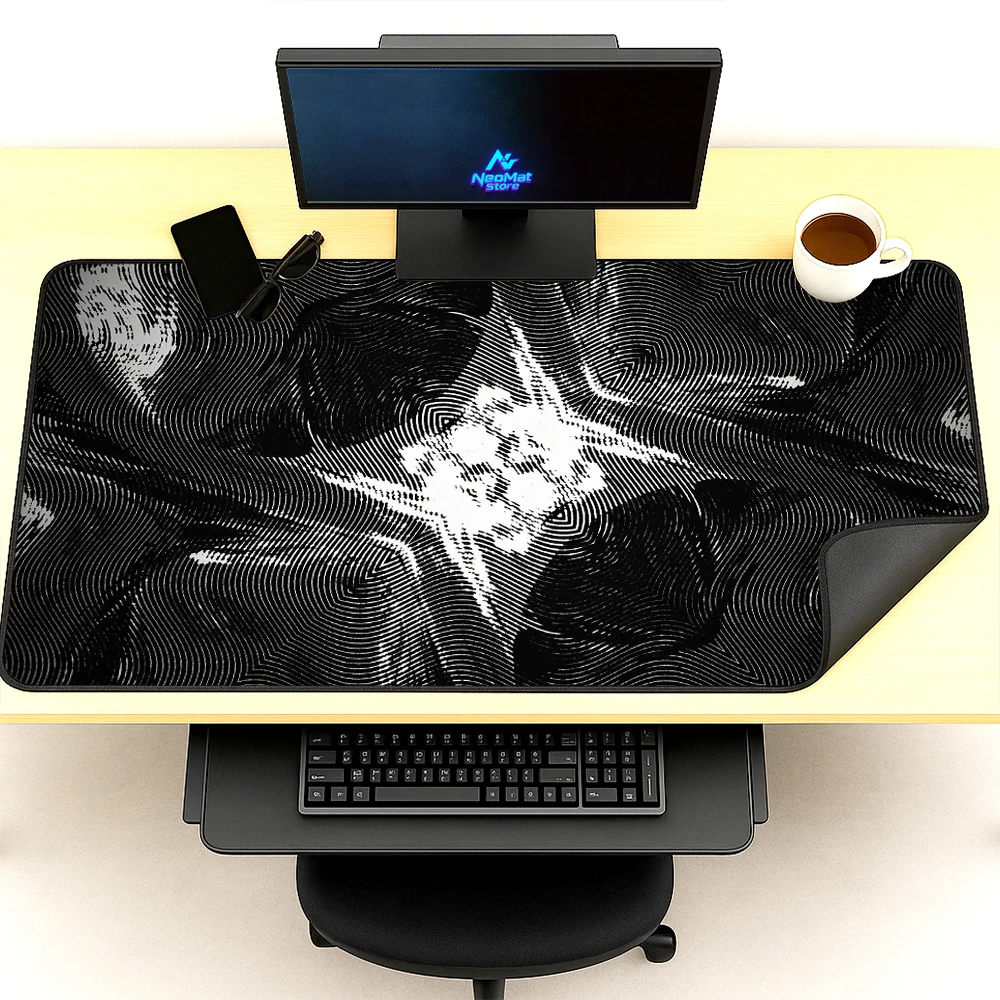 Contour Mousepad Large Black Playmat White Abstract Gaming 140x60 Smooth Nonslip XXXL Deskmat Mousemat Computer Desk Accessories