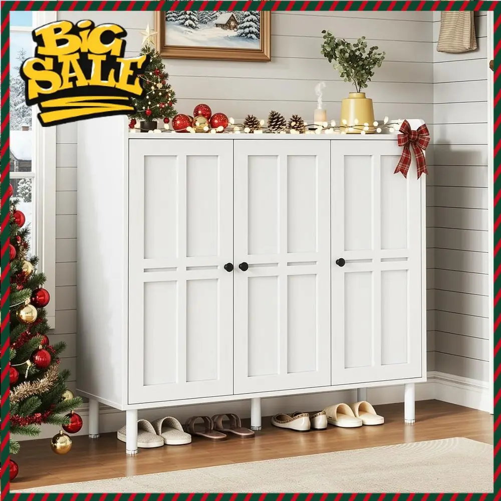 

Бестселлер: 3-уровневый регулируемый шкаф для обуви, вместимость 30 пар, высота 40 дюймов, органайзер для прихожей или гостиной, белый