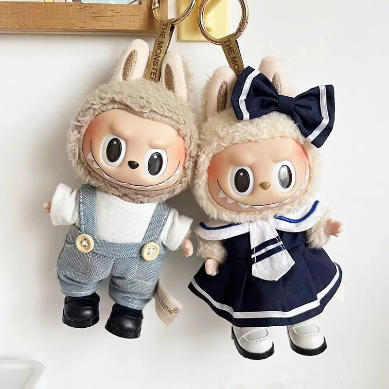 Doll Clothes Outfit Accessories College Style Dress Suit Shoes For 17cm Labubu V2 V1 Idol Dolls Clothing for Gift