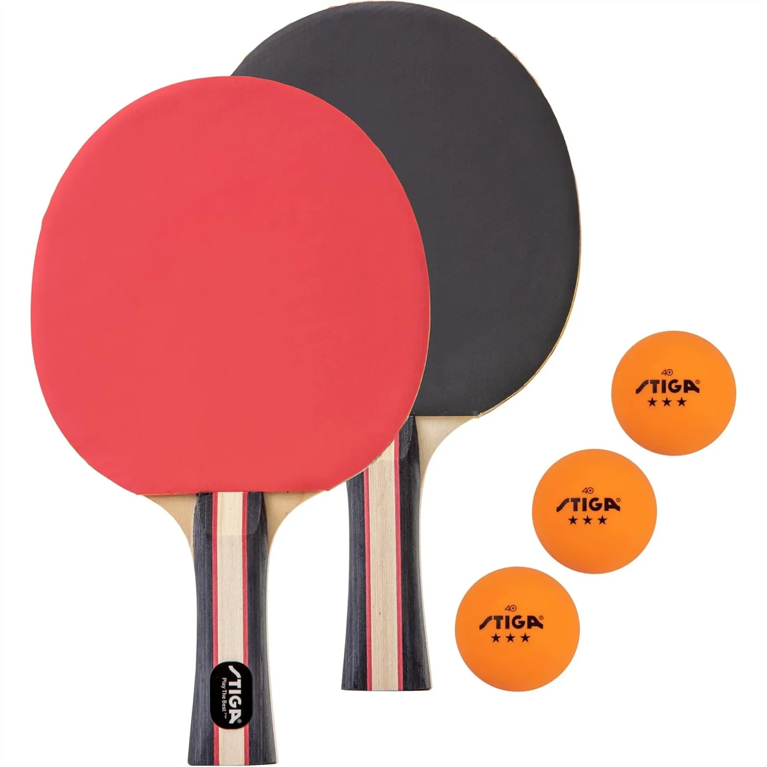 

Table Tennis Set with 2 Paddles and 3 Balls for Skill Development with Flared Handle and 5-Ply Blade