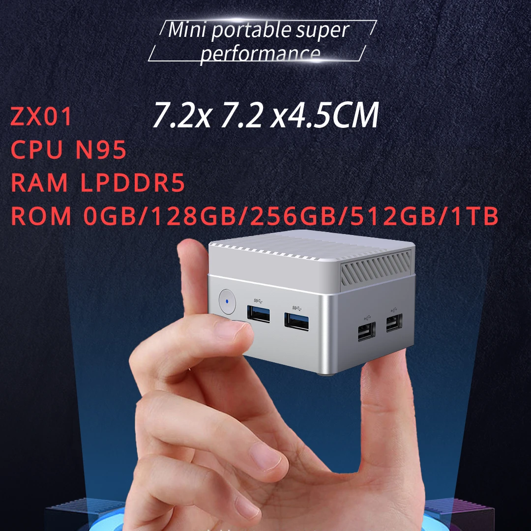 Imagem -02 - Mini pc Nuc Computador Zx01 Cpu Alder Lake N95 Ram Lpddr5 gb Rom 128 gb 256 gb 512gb Ssd Wifi Bt4.2 Rj45 Lan Janelas 11