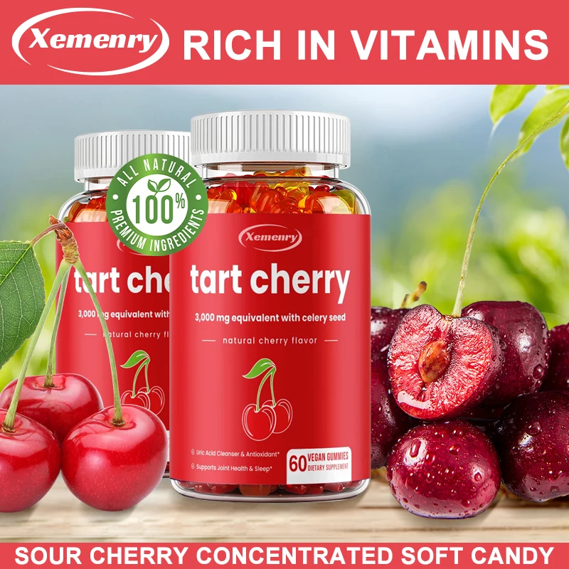 Tart Cherry Gummies - 3000 Mg Supplement Celery Seed Extract - Vegan Tart Cherry Gummies Vitamin Concentrate