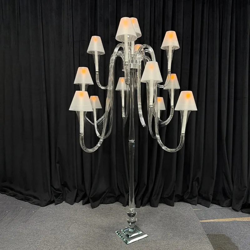 New Design Wedding Event Center Frosted Tone High Candlestick Crystal Candlestick