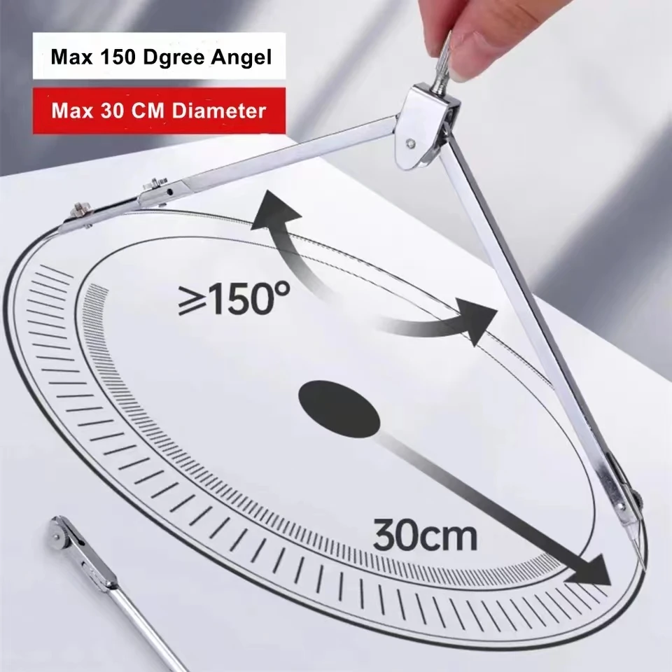 Boussole de dessin durable en acier inoxydable, ensemble de proximité, outil de vachette de géométrie mathématique, fournitures scolaires