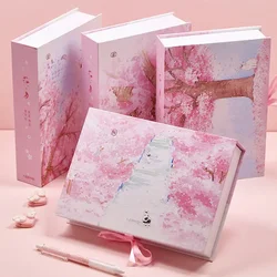 New Creative Fashion Color Page Notebook Sketchbook Beautiful Cherry Blossom Sakura Notebook Gift Box