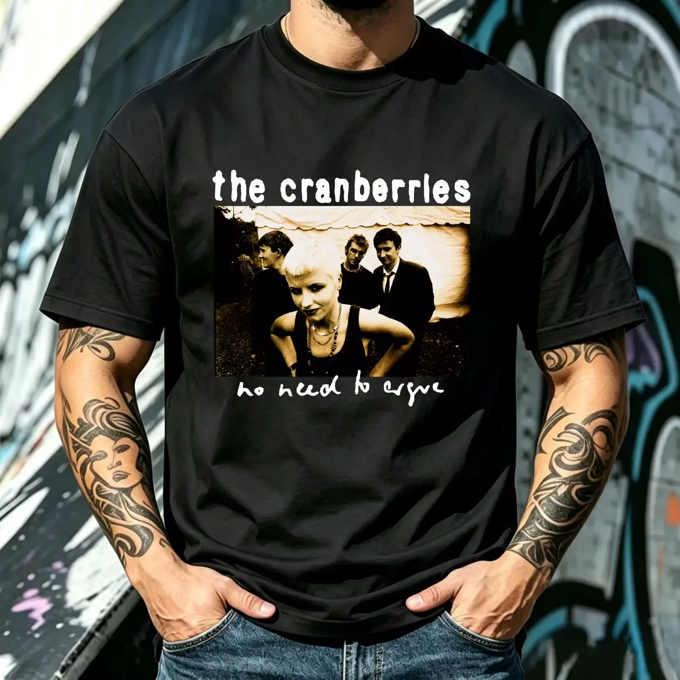 washed T Shirt Vintage 90s The Cranberries Band long or short sleeves vintage Washed homme Comfortable Top For Everyday Wear