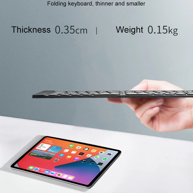 JOMAA Foldable Bluetooth Wireless Keyboard And Bracket Rechargeable Bluetooth Keyboard for Mobile Phone Tablet PC Laptop