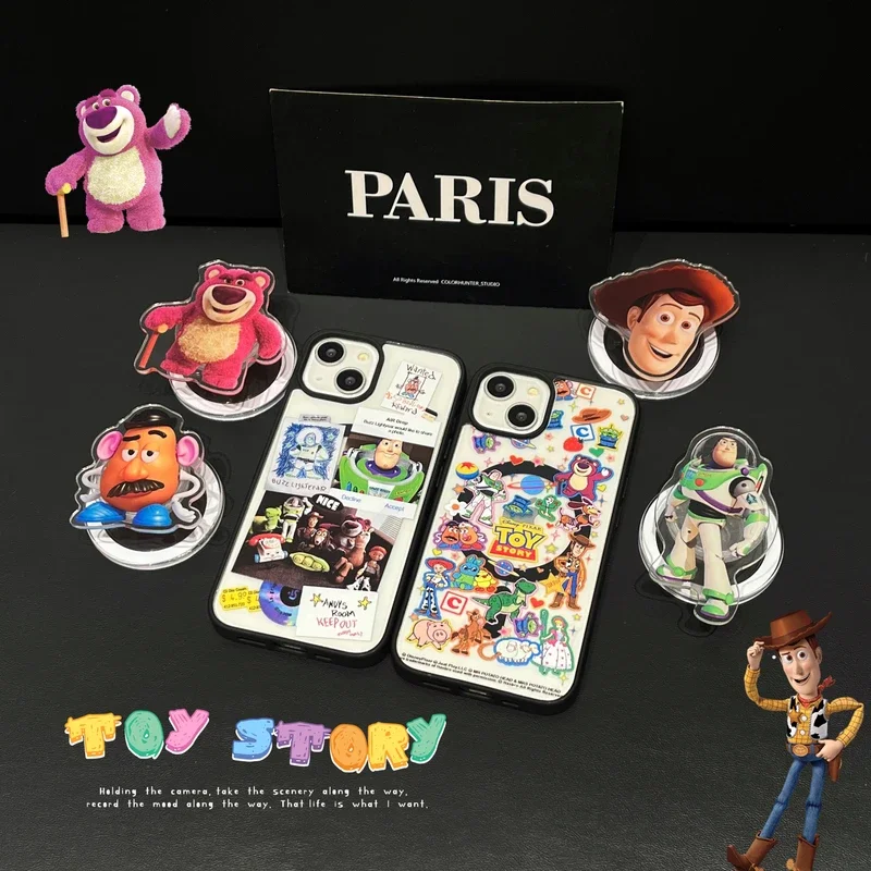 Disney Toy Story Woody Buzz Lotso Magnetic Bracket Magsafe Wireless Charge Phone Case For iPhone 15 14 13 12 11 Pro Max Cover