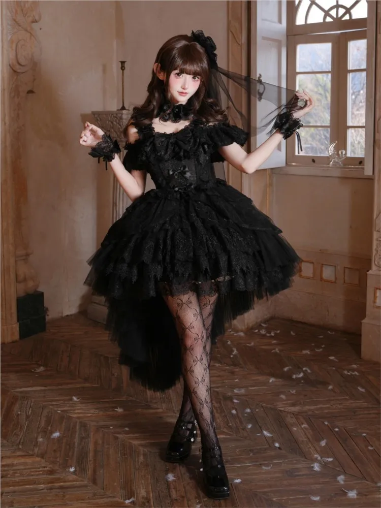 Black student graduation and adult birthday dress with a short front long back