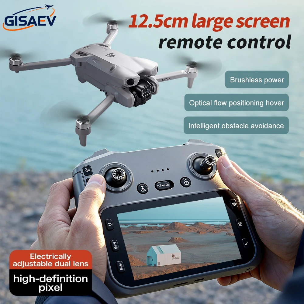 

Дрон GISAEV GT50 4K с 4,3-дюймовым FPV-экраном и двойной камерой EIS, оптическим позиционированием, бесщеточным двигателем, сверхлегкий и складной радиоуправляемый квадрокоптер
