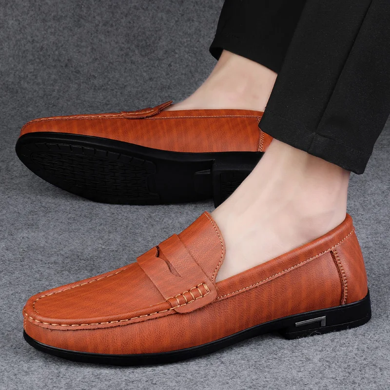 Designer Men Casual Shoes Fashion Men Shoes Genuine Leather Men Loafers Moccasins Slip on Men\'s Flats Male Driving Shoes 2022