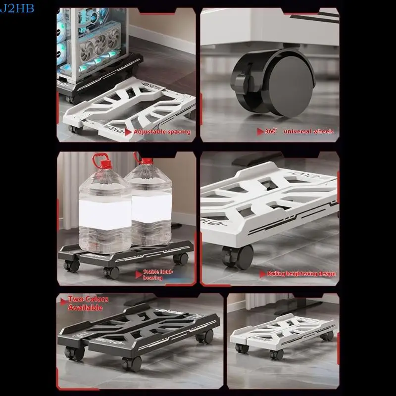 J2HB Heavy Duty Tower Stand With 4 Caster Wheel Ventilated Under Desk CPU Holder Adjustable Mobile CPU Stand Enduring