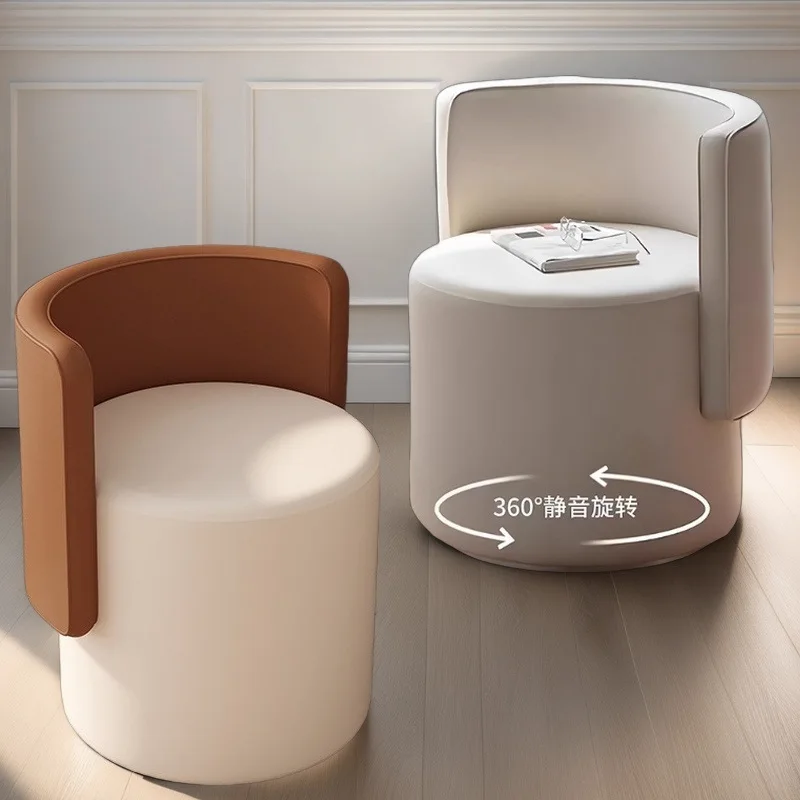 

Rotatable Vanity Stool for Bedroom Modern Backrest Makeup Chair Elegant Dressing Table Ottoman Minimalist Home Decor Seat