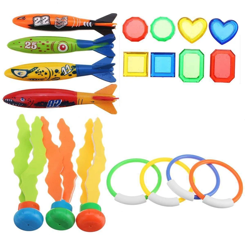 

19Pcs Swimming Pool Toy Underwater Diving Toy Set Parent-Child Interaction Toy Diving Training Aquatic Toy For Kids