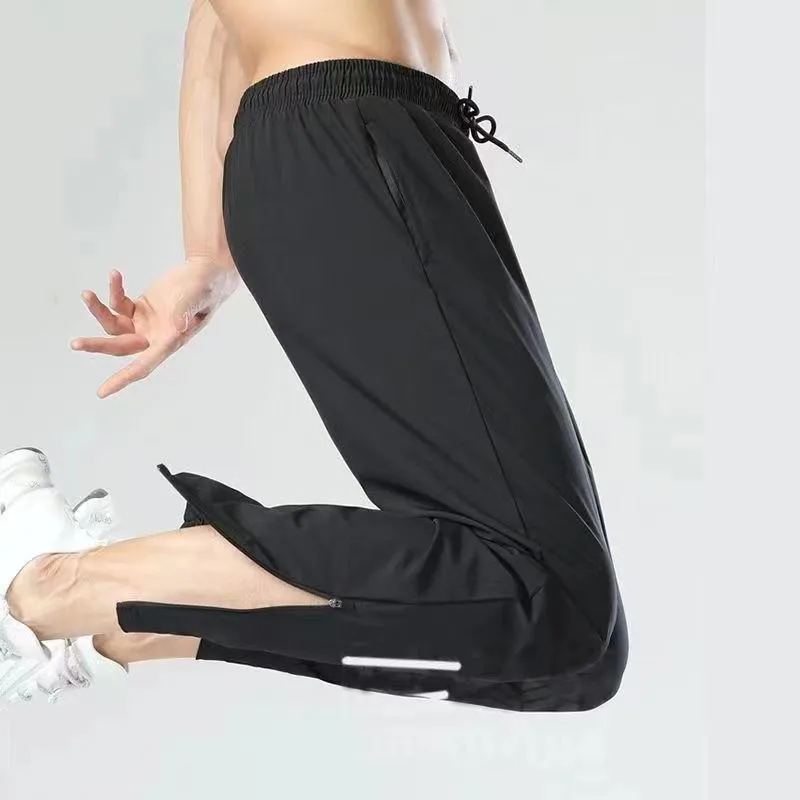 Men's Loose Casual Sports Pants Running Fitness Football Training Pants Four Seasons Straight Ice Silk Men's Pants