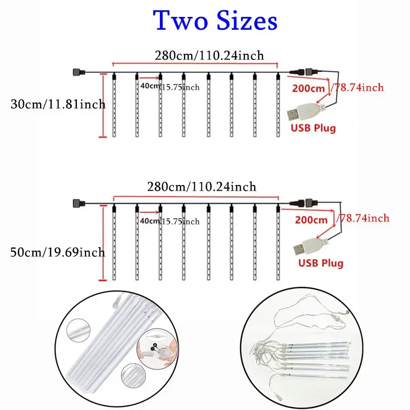 زينة الحفلات ضوء الشارع USB النيزك دش المطر LED سلسلة الجنية أضواء اكليل الزفاف عيد الميلاد 2026 زينة رمضان