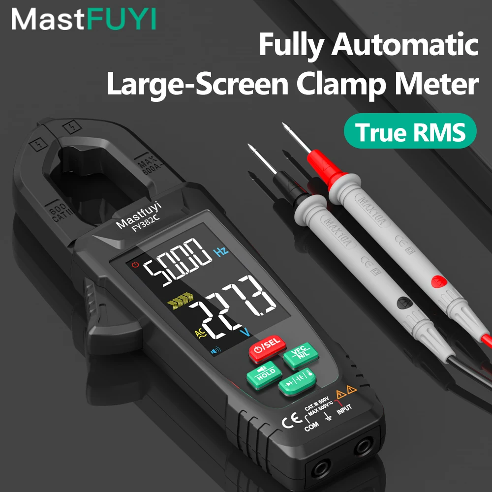 MASTFUYI Smart Clamp Meter True RMS NCV Detection Rechargeable Battery Multi-Function HD Color Display Auto Power Off