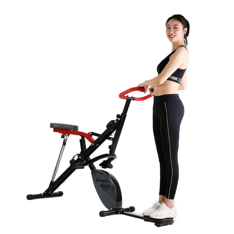 Total Crunch Machine Waist Twister Exercise Bike 3 in 1 Fitness Equipment Magnetic Control Horse Riding Bike With Body Twister